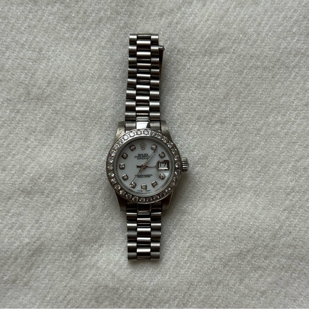 Silver Watch with Crystal Accents
